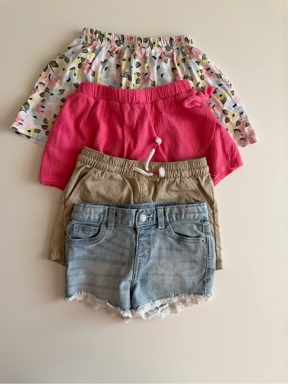 Girls Summer 4T Lot of Bottoms-Shorts & Skirt/Skort. Cat & Jack Denim with Lace